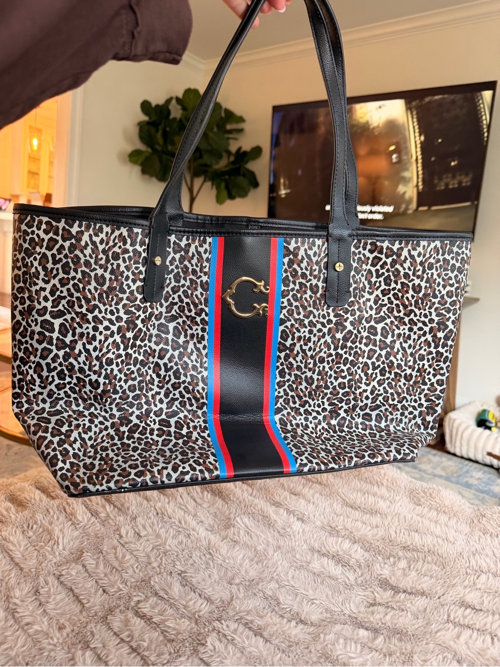 C Wonder Leopard Print Oversized Tote Bag Weekender Travel Bag